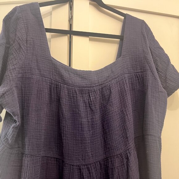 Rails square neck Valentina cotton gauze tiered dress in navy blue - XL - Picture 4 of 8